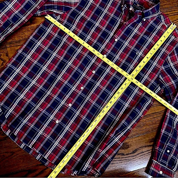 VINEYARD VINES Navy Red Plaid Button Down Shirt w Button Collar & Cuffs Sz LARGE - Picture 8 of 12